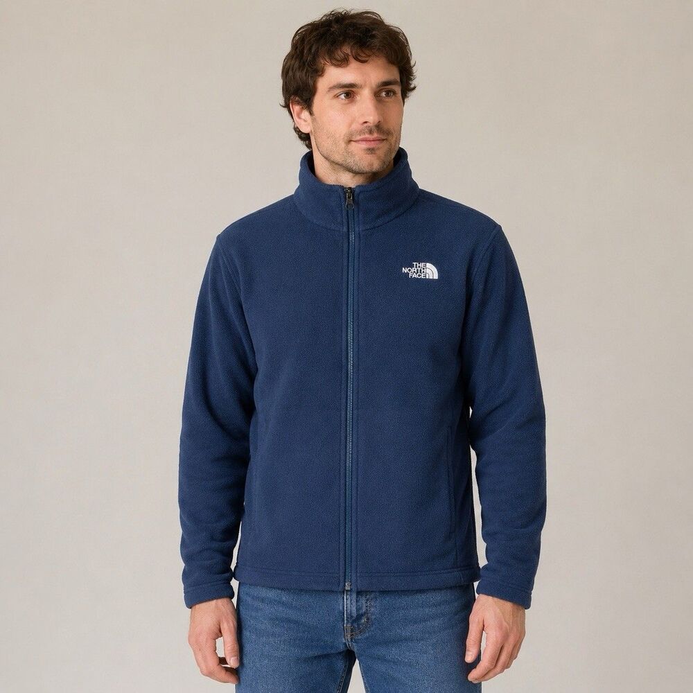 The North Face CF2M Fleece Jacket Mens M Blue Full Zip Logo Pockets